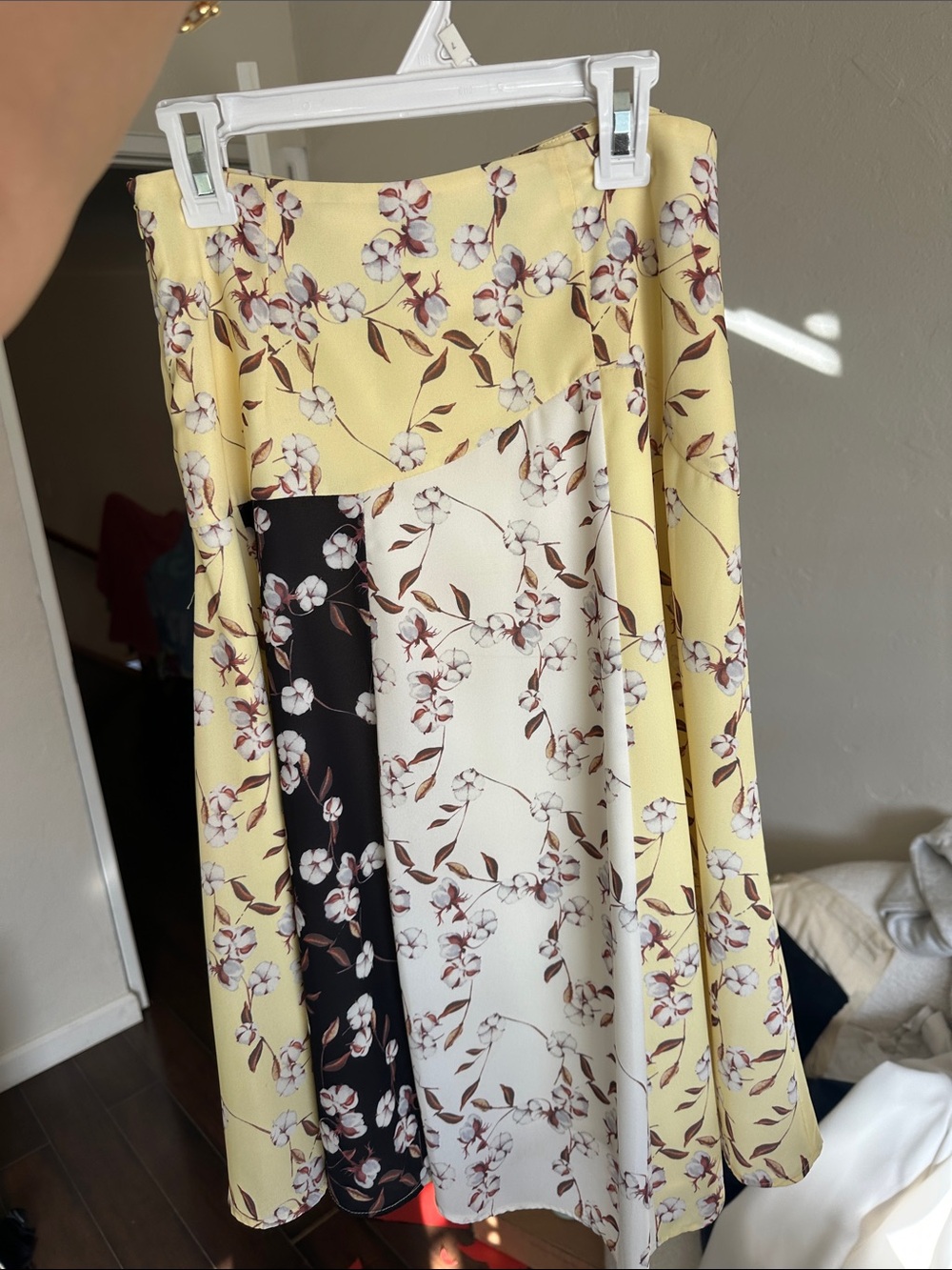 Lea & Viola Yellow Floral Panel Midi Skirt